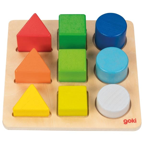 Goki Colour & Shape Sorting Board - 9 shapes