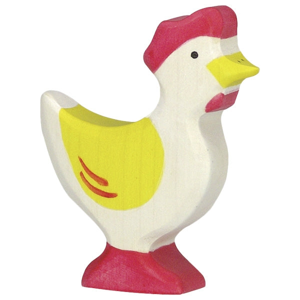 Holztiger Hen, standing yellow