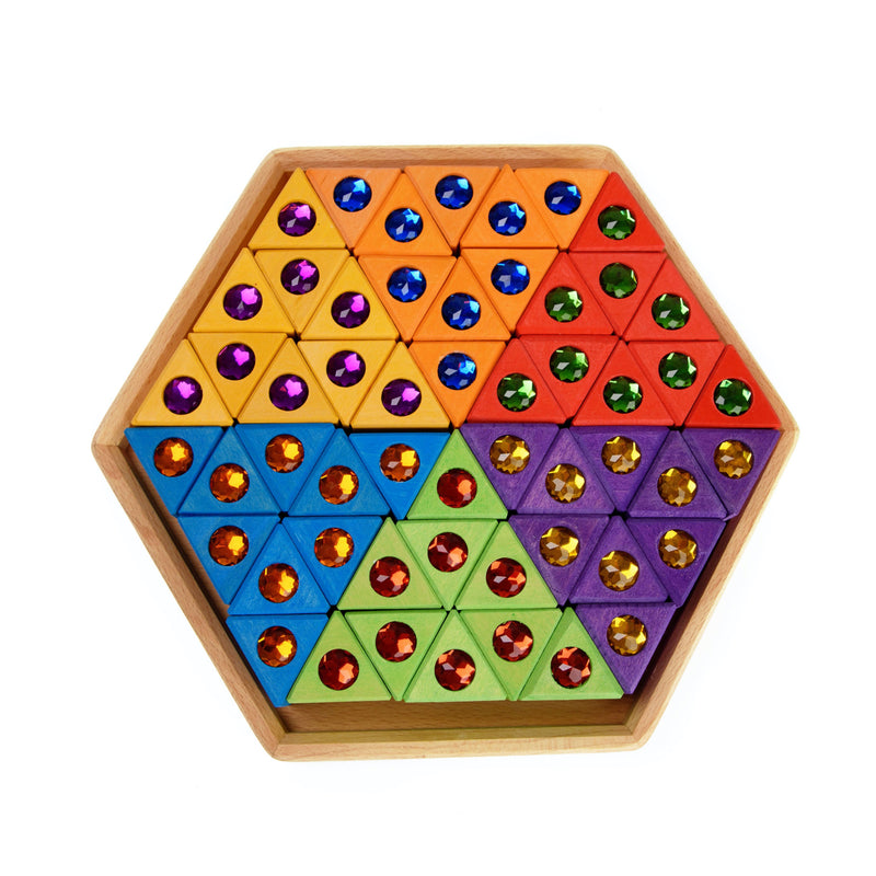 Bauspiel Large Jewelled Coloured Triangles - 54 pieces