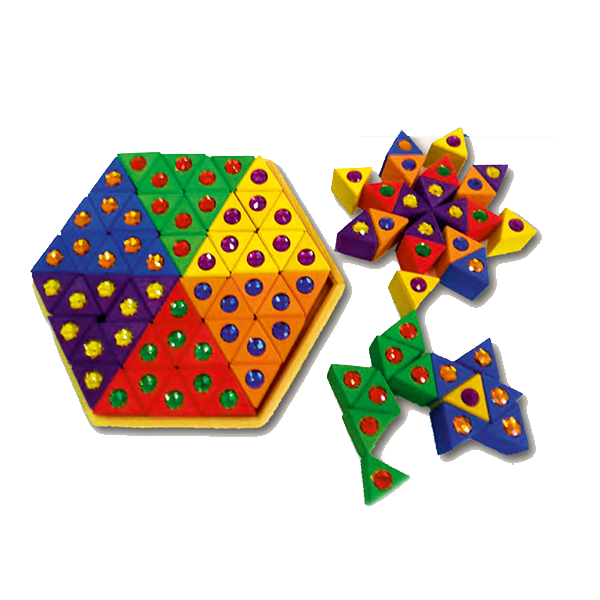 Bauspiel Large Jewelled Coloured Triangles - 54 pieces